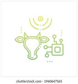 RFID animal identification gradient icon. Digitalization in agriculture. Device for monitoring animal health, location.Isolated vector illustration.Suitable to banners, mobile apps and presentation