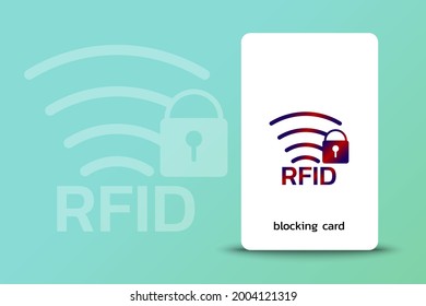 RFID blocking card for a secure credit card from fraud. vector illustration