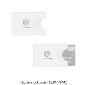 RFID Blocking Sleeve. Credit Card Holder. Bank Card Envelope. Vector Template.