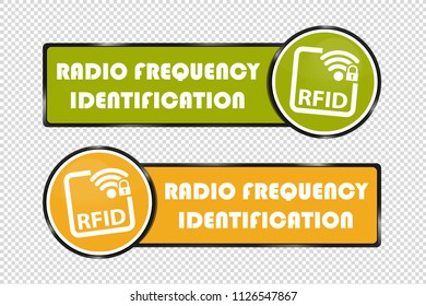 RFID Buttons - Green And Yellow Square And Circle - Vector Illustration - Isolated On Transparent Background