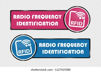 RFID Buttons - Pink And Blue Square And Circle - Vector Illustration - Isolated On Transparent Background
