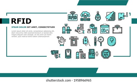 Rfid Chip Technology Landing Web Page Header Banner Template Vector. Security Card And Trinket, Development And Programming Rfid Radio Frequency Identification Illustration