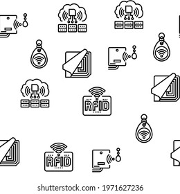 Rfid Chip Technology Vector Seamless Pattern Thin Line Illustration