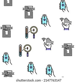 Rfid Chip Technology Vector Seamless Pattern Thin Line Illustration