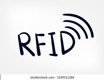 RFID concept vector doodle sketch hand drawn lettering word