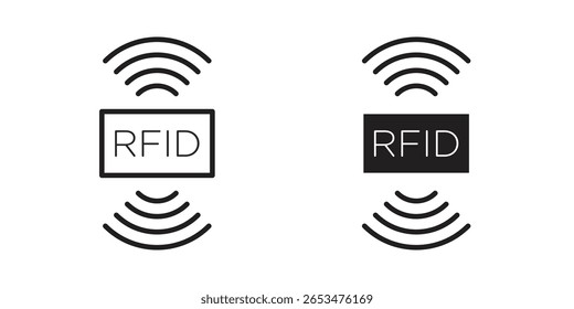 Icono de RFID, signo de Vector de contorno, pictograma de estilo lineal y sólido aislado en blanco.