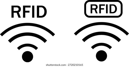 Conjunto de iconos RFID. Símbolos de Identificación de radiofrecuencia. Diseño gráfico de chip sin contacto. Etiquetado inteligente y señales de seguimiento
