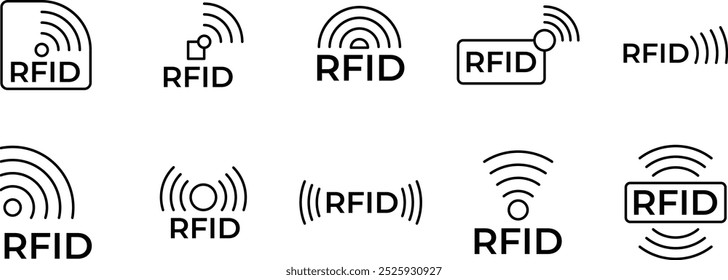 rfid icon set vector illustration