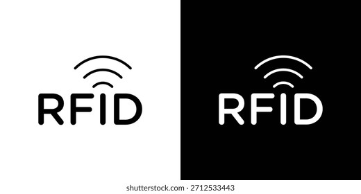 Ícone RFID. Símbolo simples plano. Ilustração do pictograma do contorno de preto perfeito