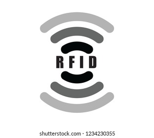 RFID icon vector in black and white