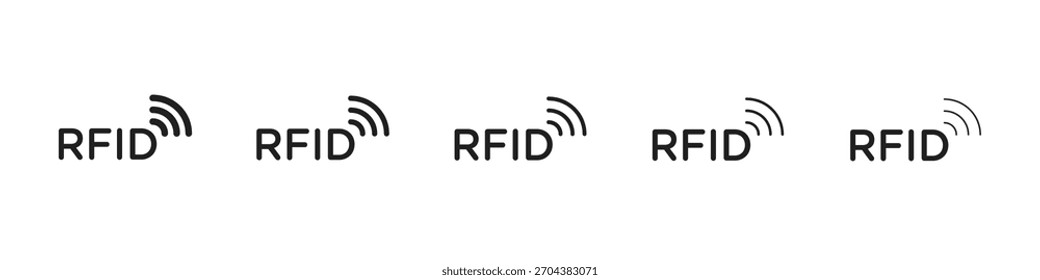 Icono de RFID Negro lineal audaz y delgado conjunto de trazos