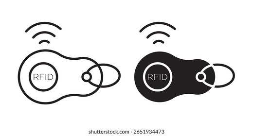 RFID key tag icon. Flat and stroke versions. Graphic elements.