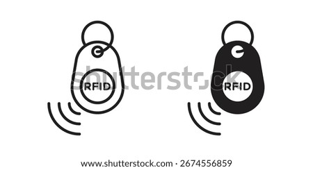 RFID key tag icon in flat and liner trendy style for app ui designs