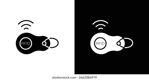 RFID key tag icon of glyph style design vector pack
