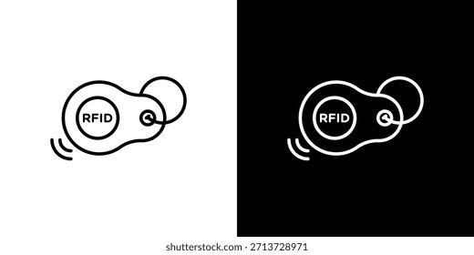 Icono de la etiqueta dominante del RFID, muestra del Vector del contorno, Descarga del diseño del logotipo