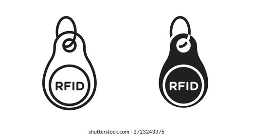 Esquema del icono de la etiqueta dominante del RFID y muestra sólida del Vector, pictogramas lineales