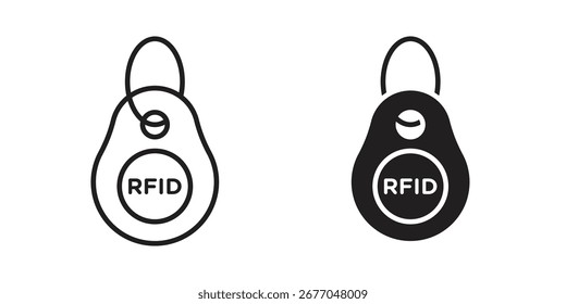 Conjunto de iconos de etiquetas de clave RFID, arte de línea y diseño de glifos. Eps10