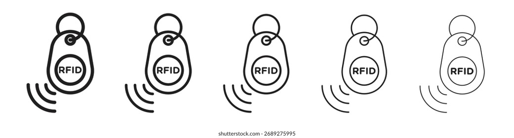 RFID-Schlüsselanhänger-Symbol, Vektorgrafik, Linie Illustrationen, Kollektion
