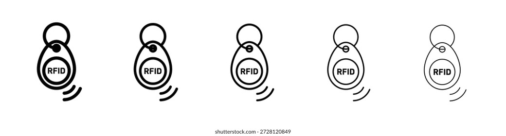 Vector de icono de etiqueta de clave RFID en pictograma lineal de trazo editable