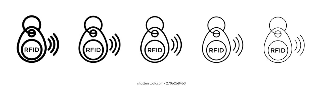 Colección del Vector del Web del icono de la etiqueta dominante del RFID en trazos negros