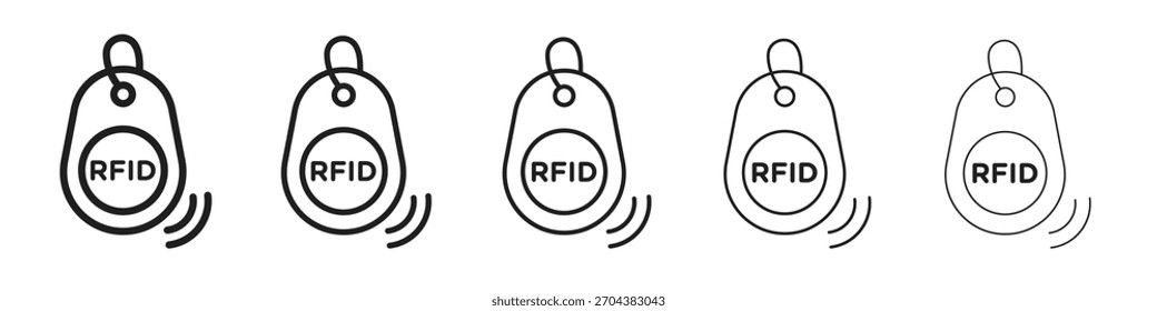 Icono de etiqueta de clave RFID Negro lineal negrita y trazos finos
