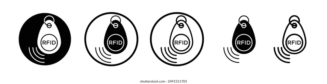 Colección del icono del liner de la etiqueta de la llave del RFID sobre fondo blanco