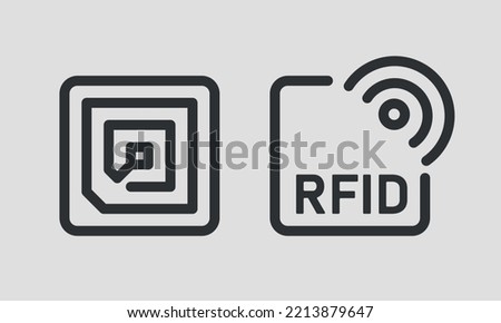  RFID line icon set. Radio-frequency identification signs. Vector illustartion