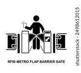 RFID metro flap barrier gate isolated on background vector illustration.