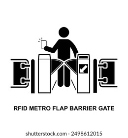 RFID-Metro-Klappe, Barrieretor einzeln auf Vektorgrafik im Hintergrund.