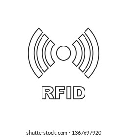 RFID or Radio Frequency Identification with Horizontal Radio Waves Vector Icon for Apps and Websites.