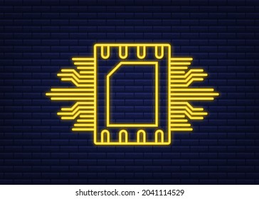 RFID Radio Frequency IDentification. Technology concept. Digital technology. Neon style. Vector stock illustration.