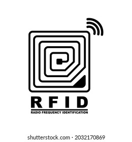 RFID Tag Icon. Radio Frequency Identification Symbol. Isolated On A Blank, Editable And Changeable Background.