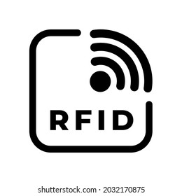 RFID-Tag-Symbol. Funkfrequenzkennzeichnung. Einzeln auf unscharfem, bearbeitbarem und veränderbarem Hintergrund.