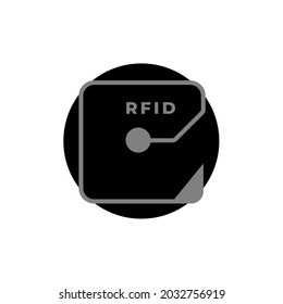 RFID Tag Icon. Radio Frequency Identification Symbol. Isolated On A Blank, Editable And Changeable Background.