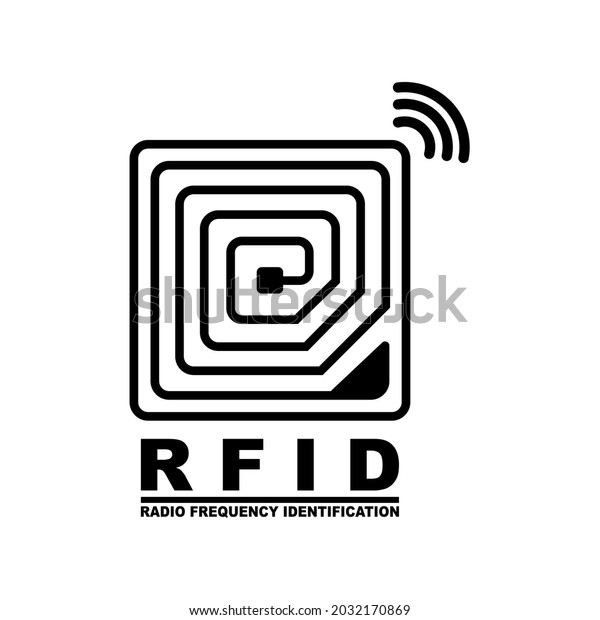 RFID tag icon.\
Radio Frequency Identification symbol. Isolated on a blank,\
editable and changeable\
background.