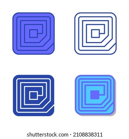 RFID tag icon set in flat and line style. Radio frequency identification symbol. Vector illustration.
