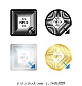 Rfid tags showing wireless communication technology in different shapes and colors