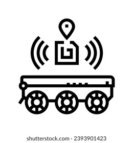 rfid rastreando el vector de icono de línea de entrega autónoma. señal de entrega autónoma de seguimiento de rfid. símbolo de contorno aislado ilustración negra