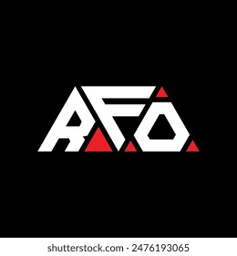 Diseño de logotipo de letra de triángulo RFO con forma de triángulo. Monograma de diseño de logotipo de triángulo RFO. Plantilla de logotipo de Vector de triángulo RFO con color rojo. RFO logo triangular Diseño simple, elegante y lujoso.
