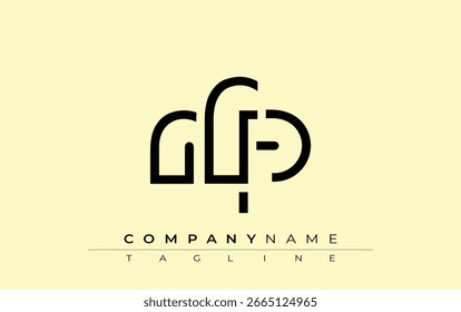 Design de letra abstrata RFP. Design de logotipo comercial moderno com tipografia abstrata e estilo contemporâneo