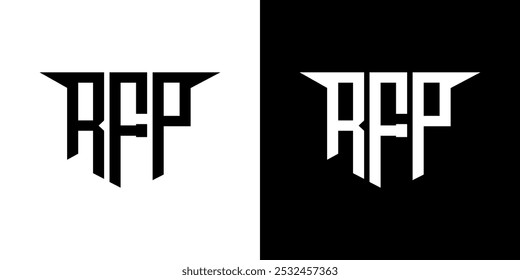 Diseño de logotipo de carta RFP con fondo blanco en ilustrador, estilo de superposición de fuente de alfabeto moderno de logotipo de Vector, diseños de caligrafía para logotipo, póster, invitación, etc.
