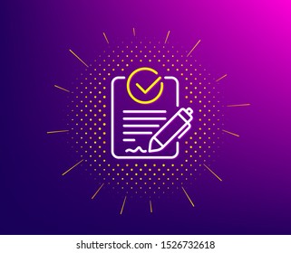 Rfp line icon. Halftone pattern. Request for proposal sign. Report document symbol. Gradient background. Rfp line icon. Yellow halftone pattern. Vector