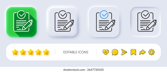 Ícone de linha Rfp. Neumórfico, sombra plana, botões 3d. Sinal de solicitação de proposta. Símbolo do documento de relatório. Ícone de linha rfp. Ícones de mídia social. Vetor