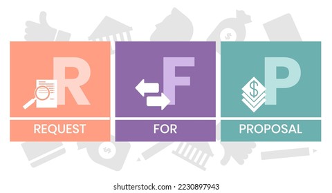 RFP - Request For Proposal. acronym, business concept. Vector infographic illustration for presentations, sites, reports, banners