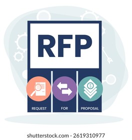 RFP - Request For Proposal. acronym, business concept. Vector infographic illustration for presentations, sites, reports, banners