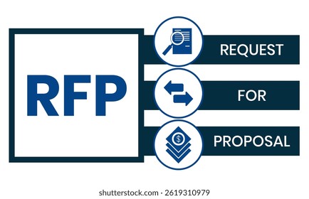 RFP - Request For Proposal. acronym, business concept. Vector infographic illustration for presentations, sites, reports, banners
