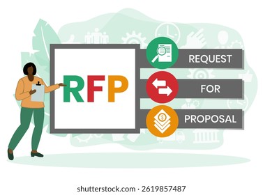 RFP - Request For Proposal. acronym, business concept. Vector infographic illustration for presentations, sites, reports, banners	
