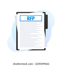 RFP - request for proposal Document, contract. Vector illustration.