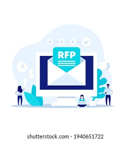 RFP, request for proposal vector illustration with people