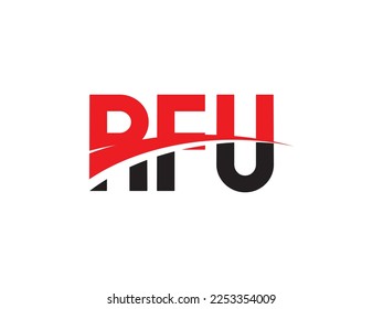 Letra RFU Ilustración del vector de diseño del logotipo inicial